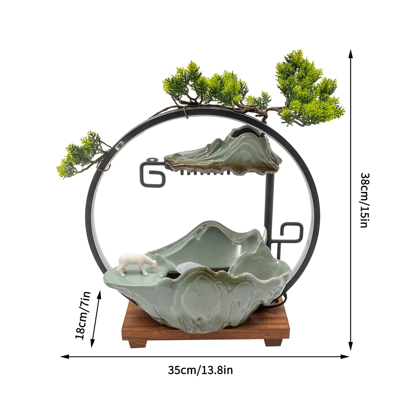 Indoor Tabletop Water Fountain With Mist Rockery LED Decor