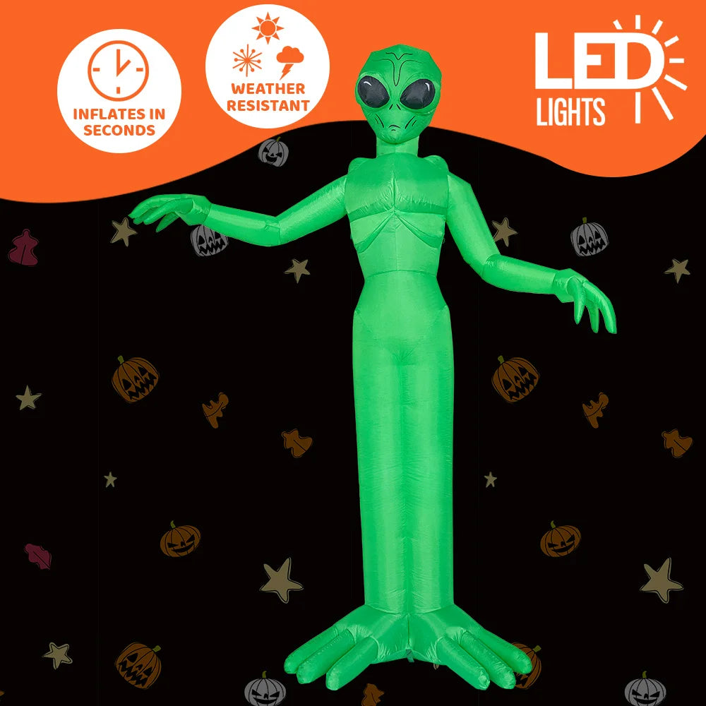 9 FT Tall Halloween Inflatable Decoration Outside Blow Up Alien Inflatable Outdoor Decor with Build-in LEDs for Halloween Yard Lawn Garden Decorations