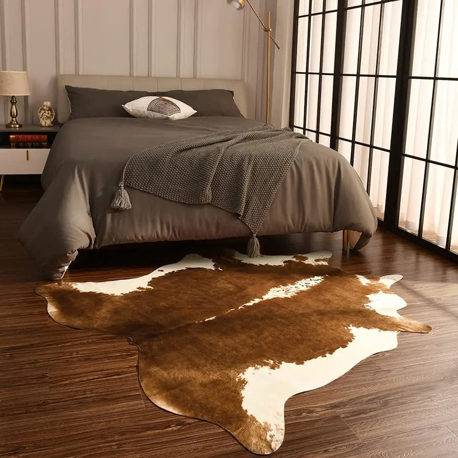 Premium Faux Cowhide Rug Cow Print Rustic Western Living Room