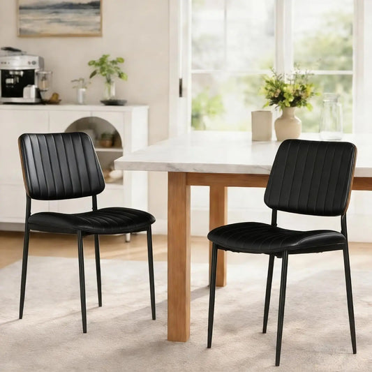 Mid Century Modern Dining Chairs Set of 2 Walnut Back
