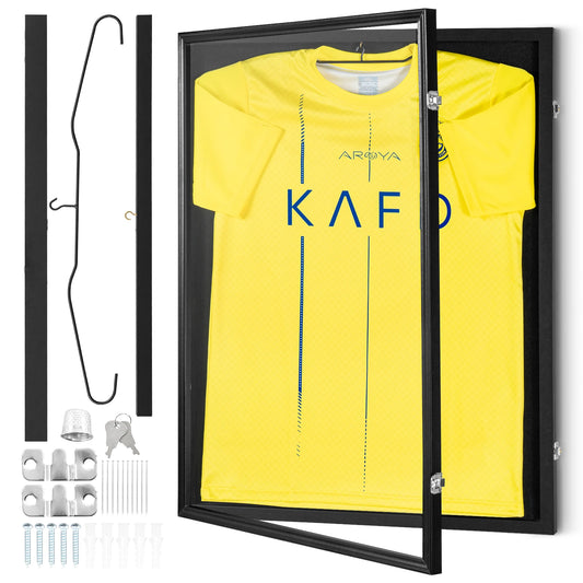 SucceBuy Lockable Sports Jersey Display Shadow Box With Uv Glass