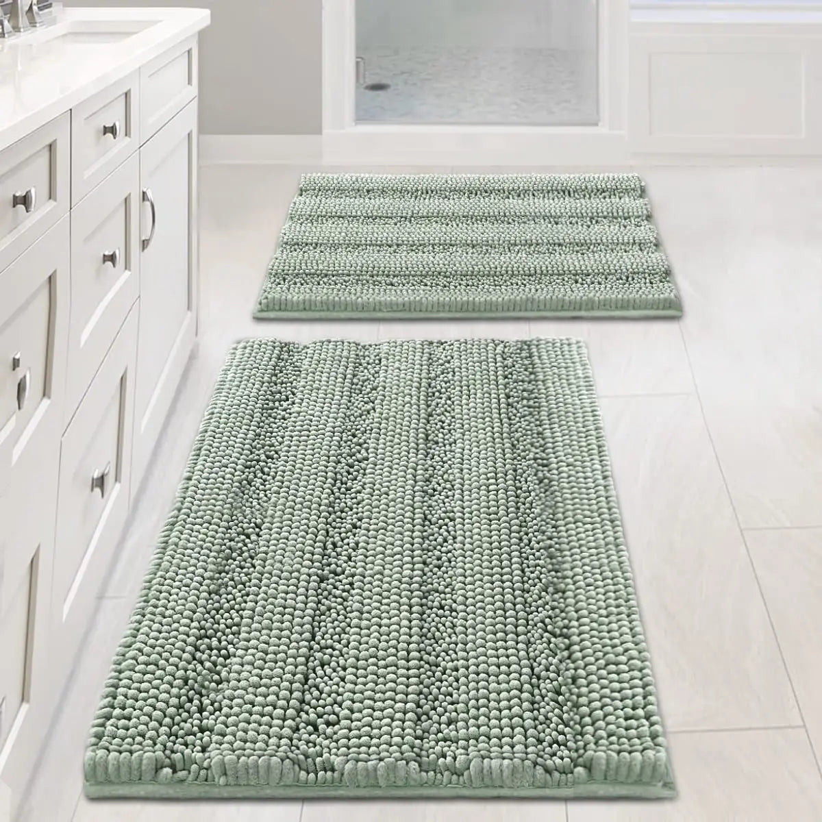 ZUIDIDCN Chenille Bathroom Rug Set Anti Slip
