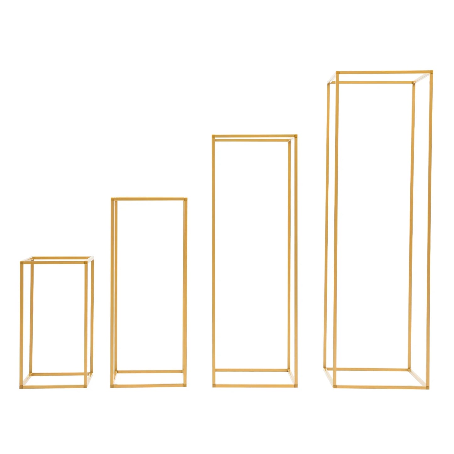 4Pcs Wedding Flower Stand Set, Gold Metal Column Rack Floor Geometric Display Stand Wedding Centerpieces Party Prop Decor Holder