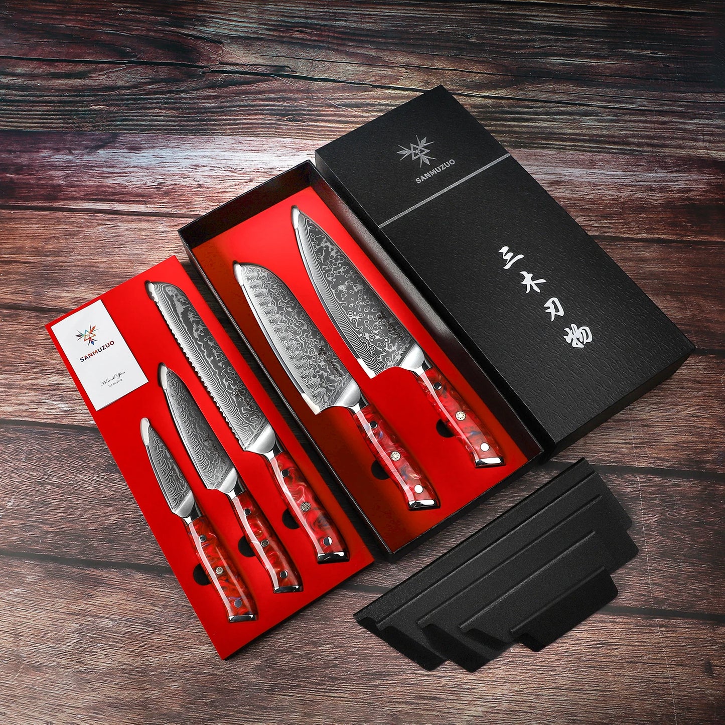 SANMUZUO Damascus Kitchen Knife Set With Resin Handles