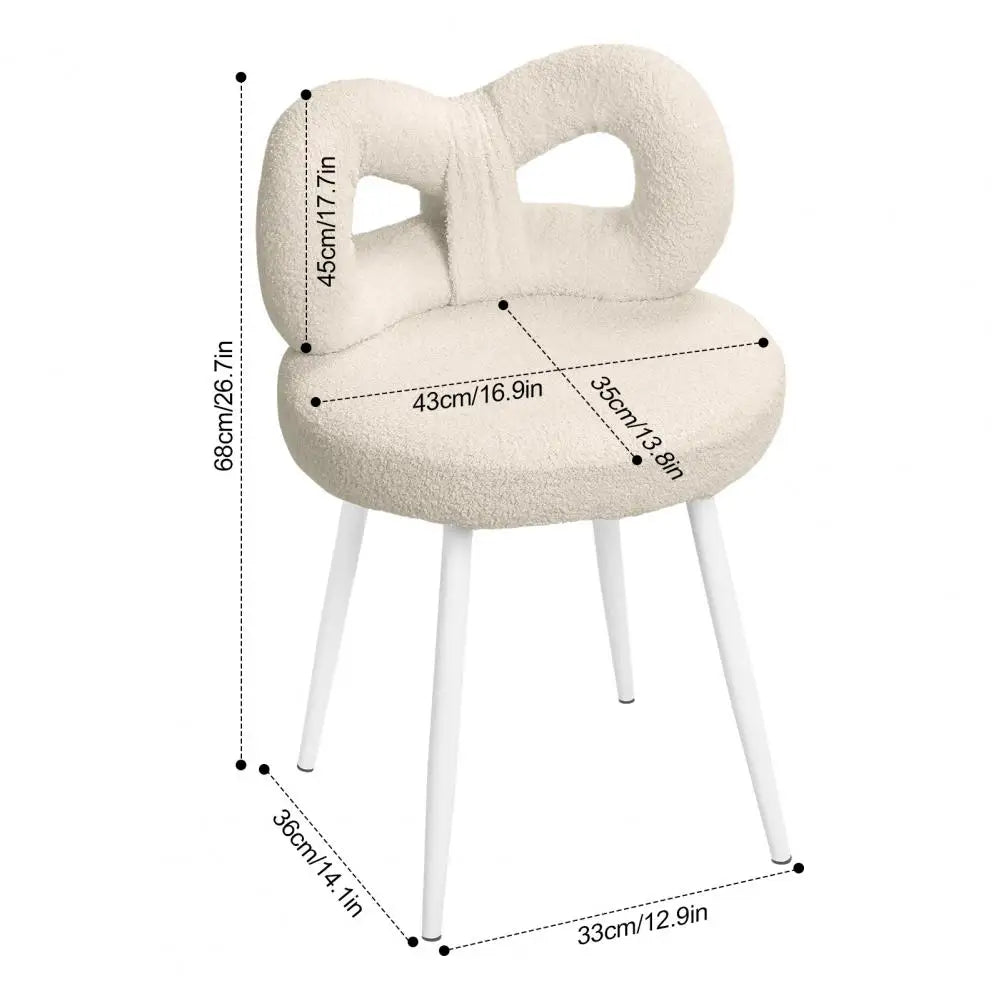 Vanity Stool With Bowknot Backrest Armless Makeup Chair For Dressing