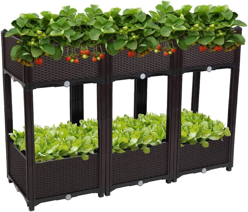Self-Watering Raised Garden Bed Set for Vegetables and Flowers