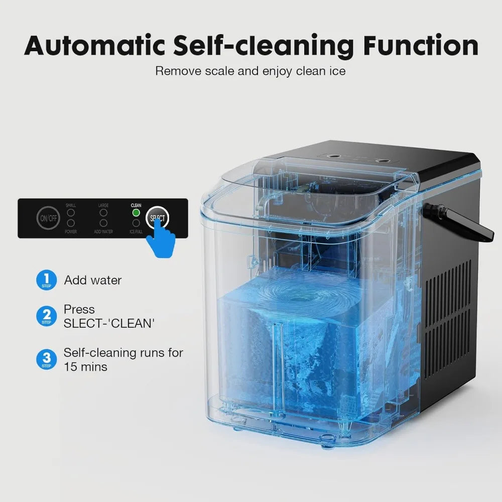 Portable Countertop Ice Maker Self-Cleaning For Home And Office