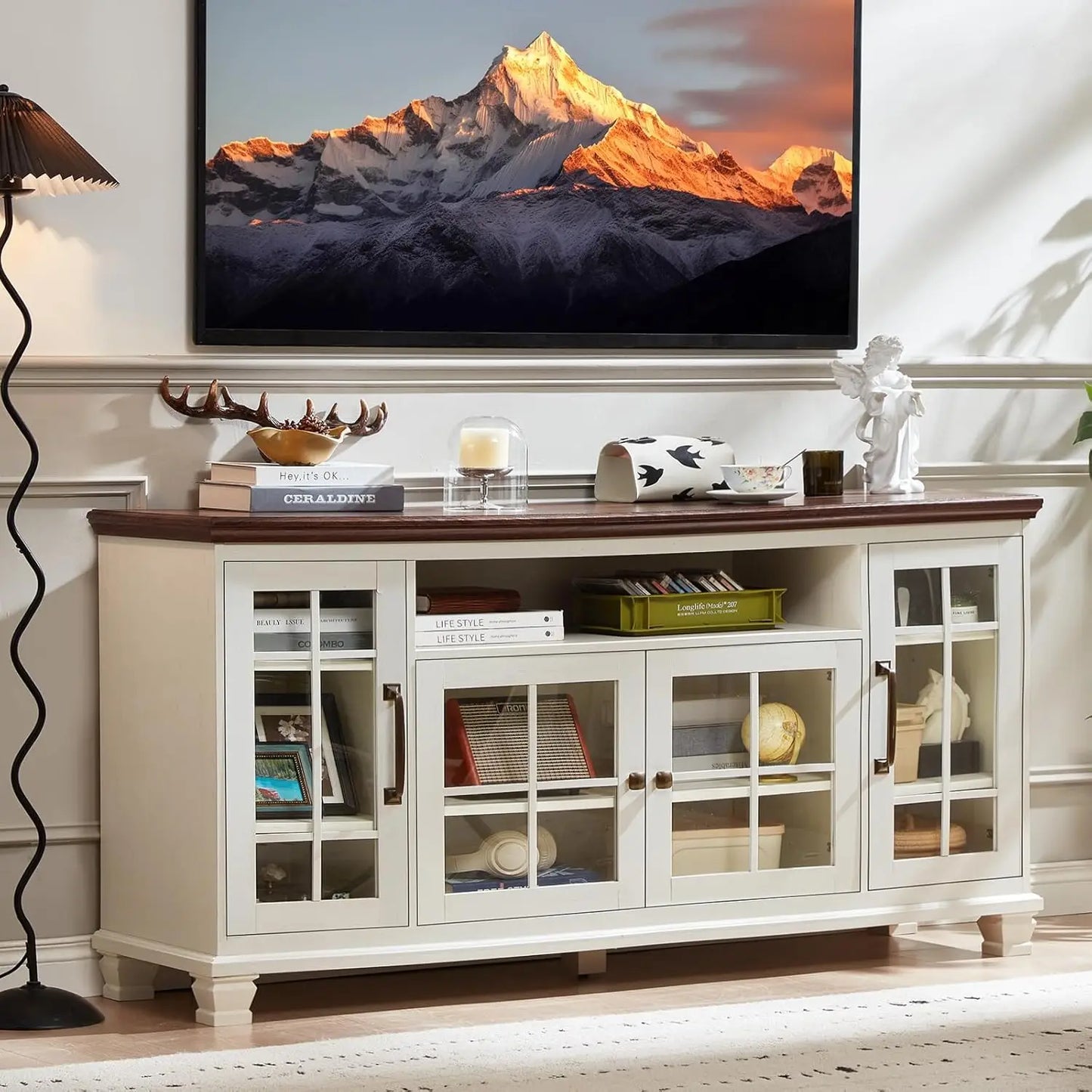 Vintage Farmhouse Sideboard Buffet Cabinet With Storage