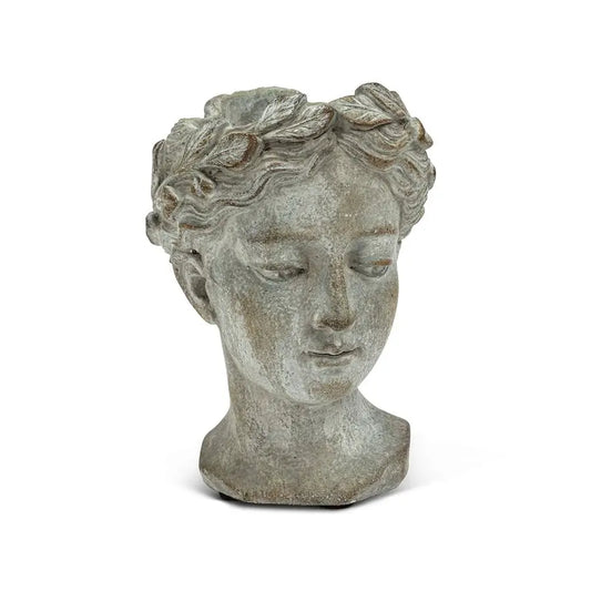 Grecian Goddess Head Planter Cement Indoor Outdoor Pot