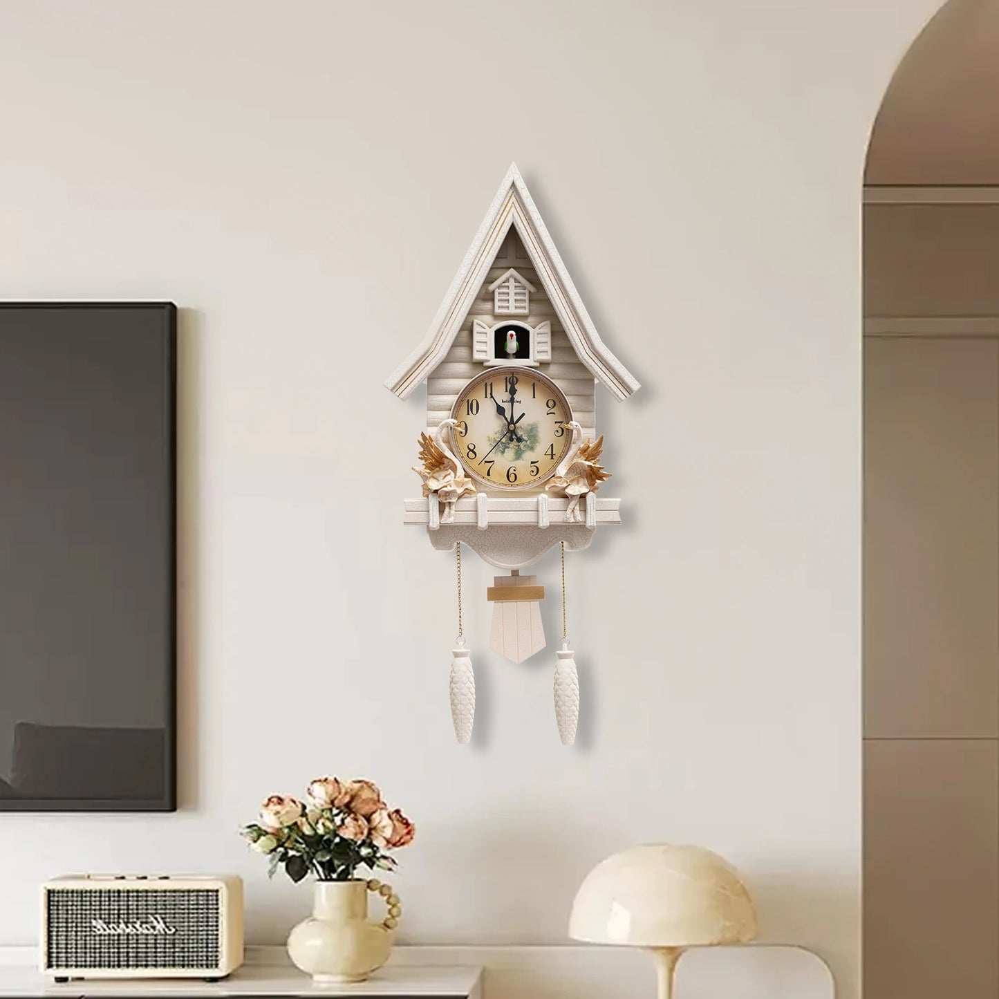 Cuckoo Wall Clock Battery Operated Antique Style Classic