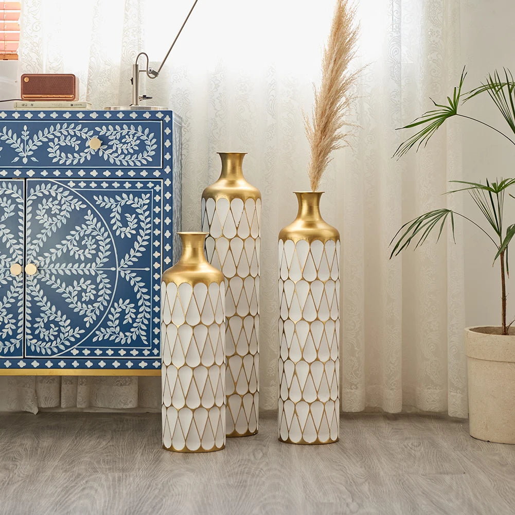TWISTER.CK Floor Metal Vase Set, Modern Drop-Shaped Standing Vases