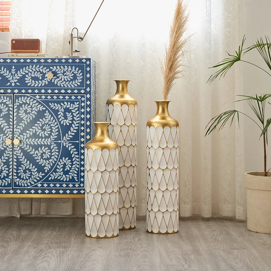 TWISTER.CK Floor Metal Vase Set, Modern Drop-Shaped Standing Vases