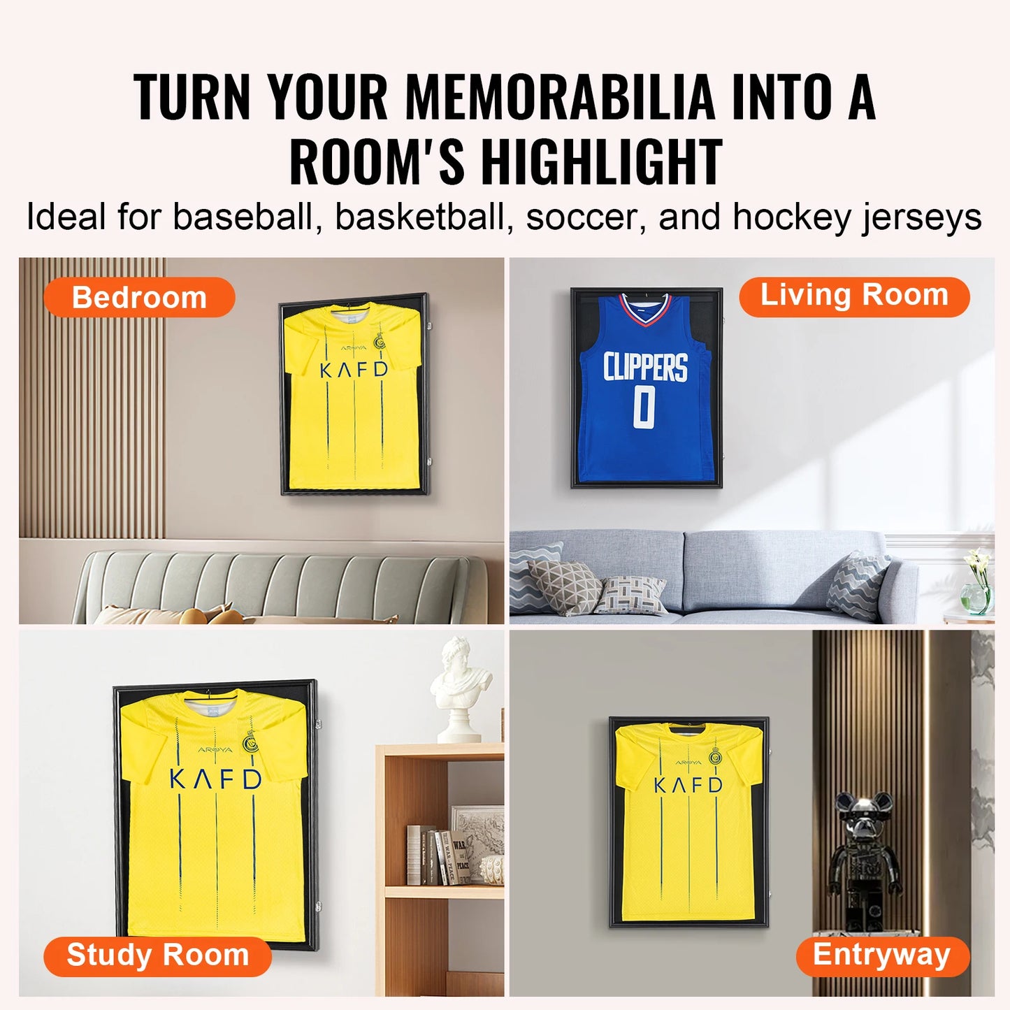 SucceBuy Lockable Sports Jersey Display Shadow Box With Uv Glass