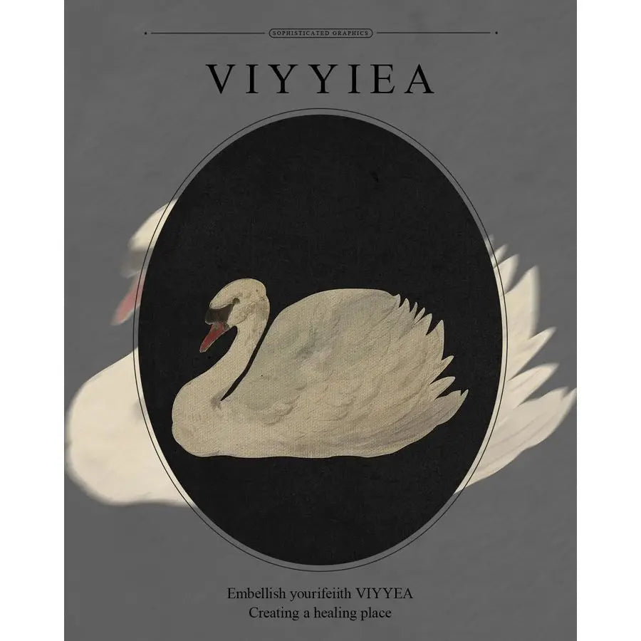 Gold Framed Swan Wall Art Canvas Print Vintage Home Decor