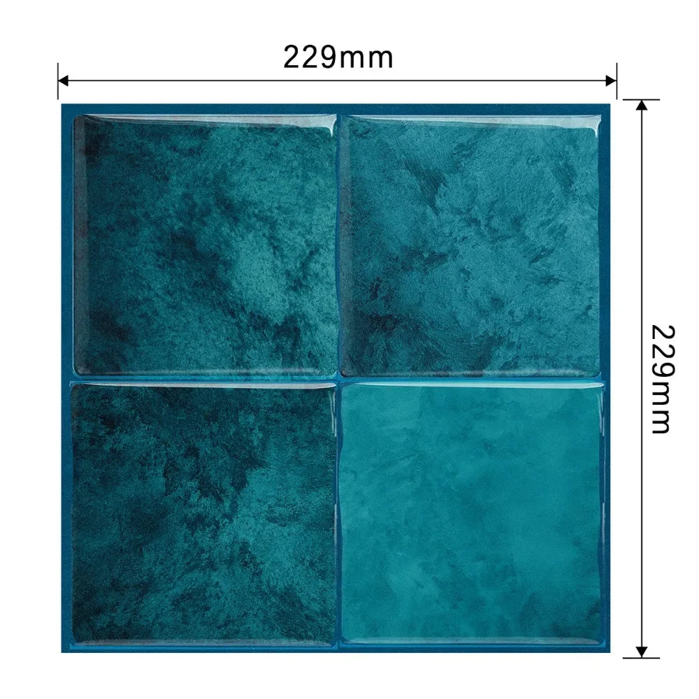 Durable 9" x 9" Peel and Stick Backsplash Self-adhesive Waterproof Wallpaper 3D Marble Grain Stick Tile for Kitchen Bathroom
