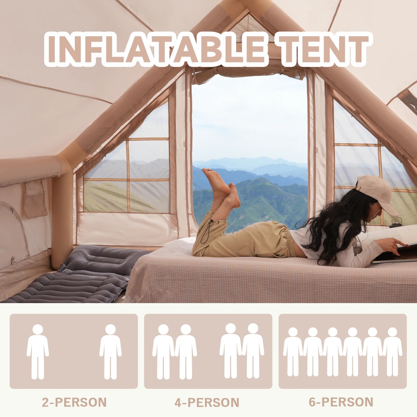 Pakicetus Inflatable Tent With Skylight Quick Setup Four To Six Person