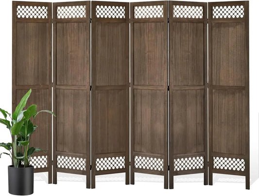 Natural Wood Folding Room Divider Panel No Assembly Enhances Privacy