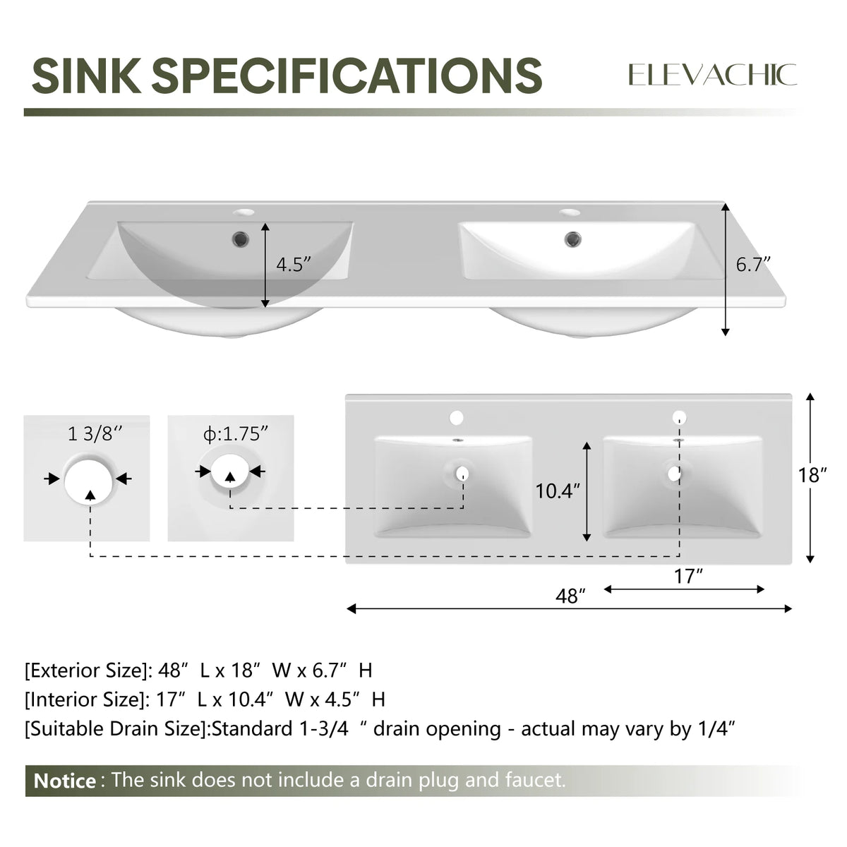 EVOKEDEN Freestanding Farmhouse Bathroom Vanity With Double Sink
