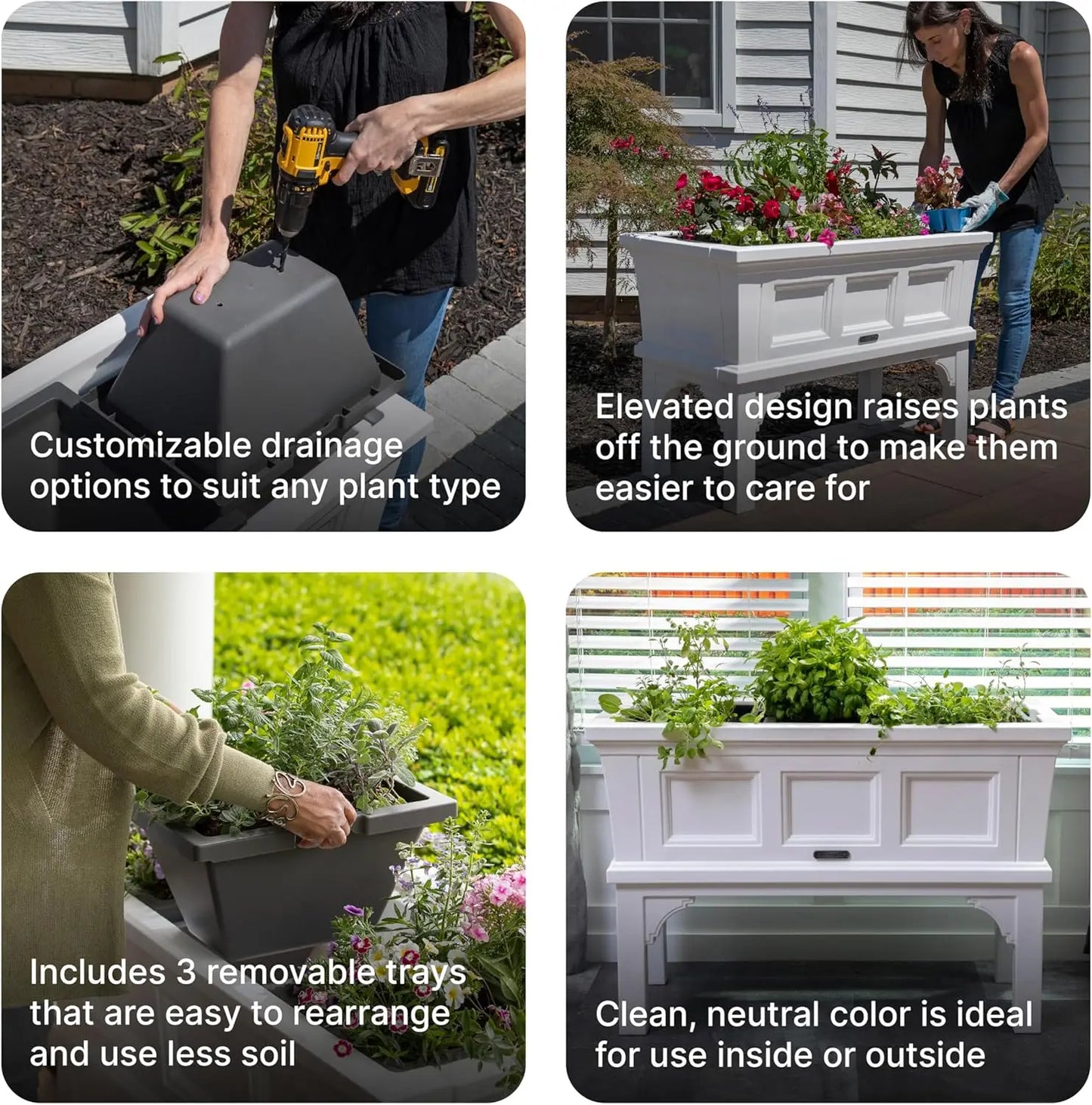 Durable Planter Box With Easy Drainage For Garden Or Patio
