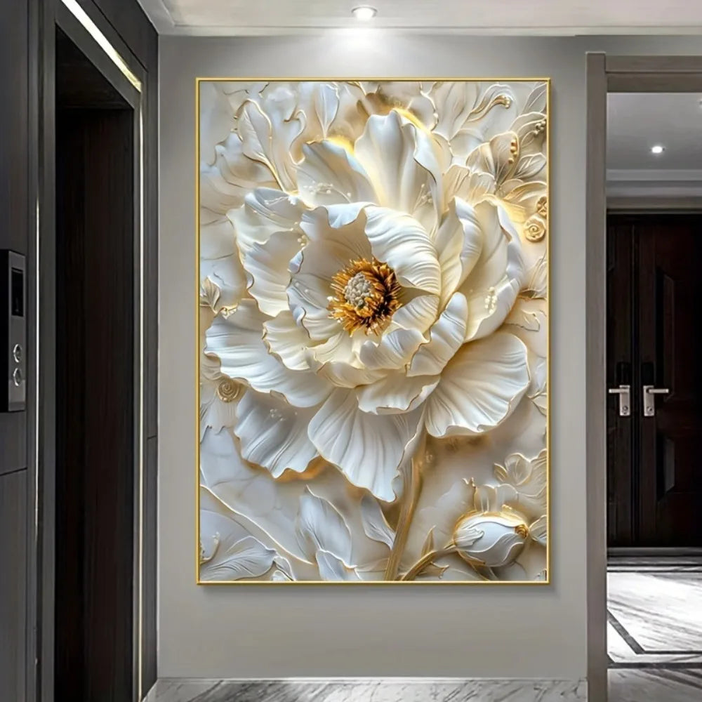 None Frameless Modern Abstract Floral Canvas Wall Art Print