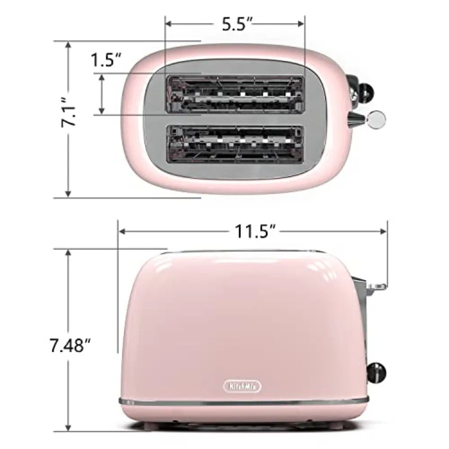 Toaster 2 Slice Stainless Steel With 6 Settings Bagel Defrost