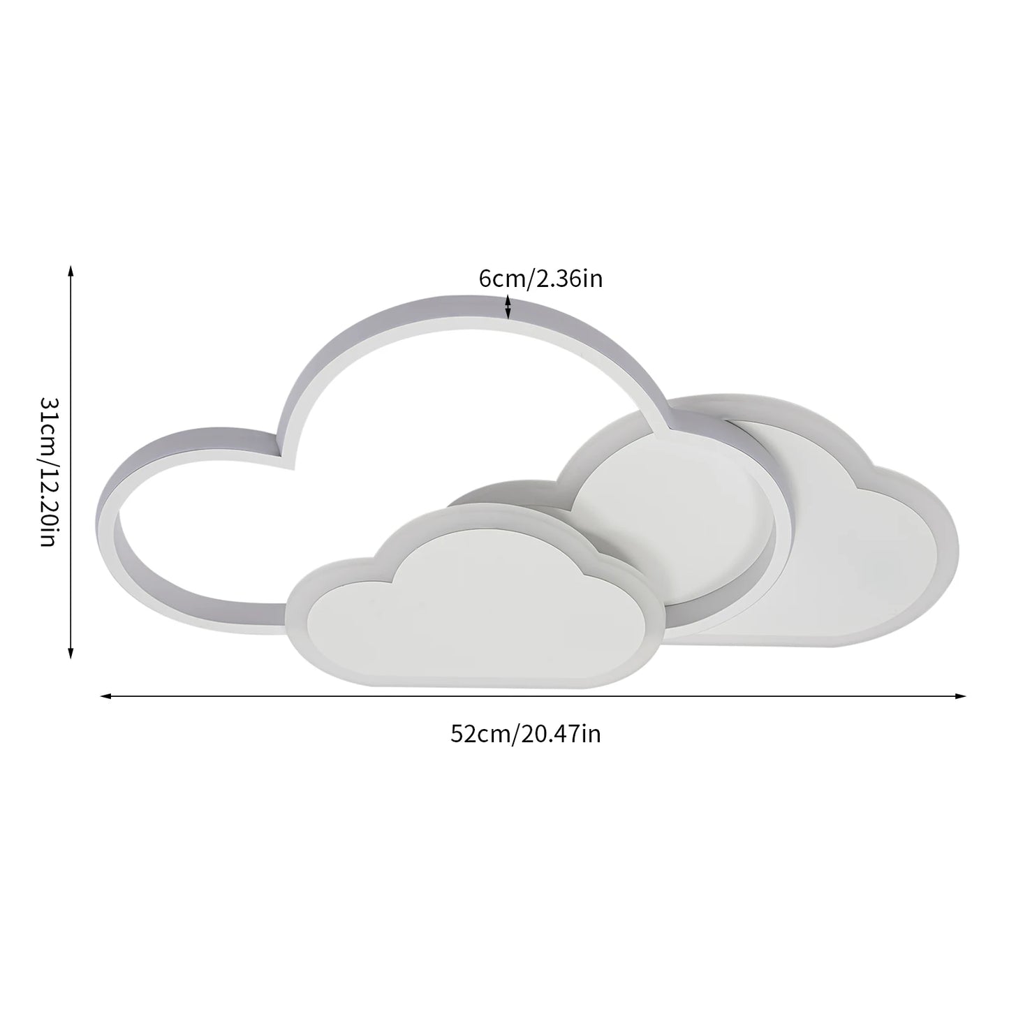 Cloud LED Ceiling Lamp 22" Modern Minimalist Lighting 52cm for Living Room Children's Room Bedroom