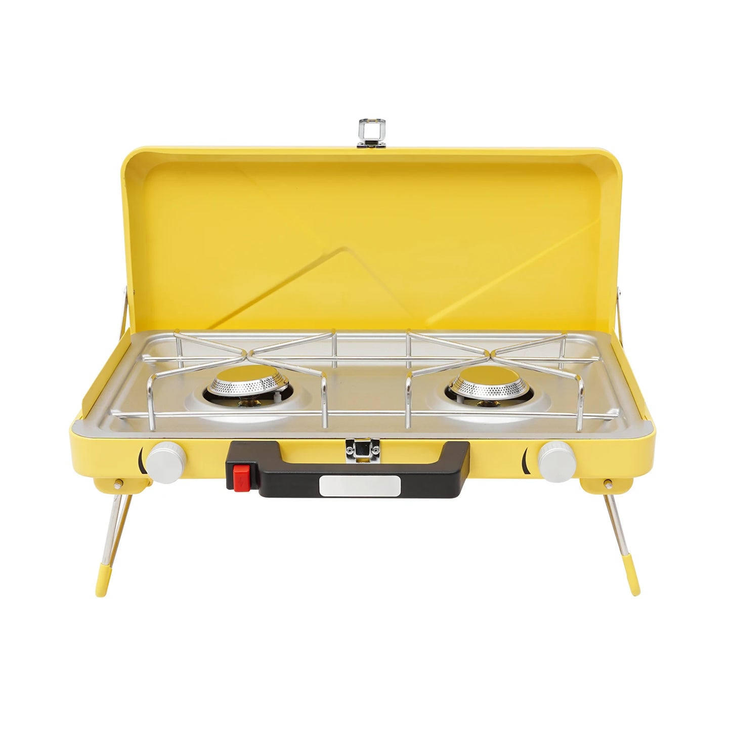 Portable Outdoor Gas Stove,Camping Stove 2 Burners 3500W with Windshield for Picnic,Camping,Family Dinner Yellow
