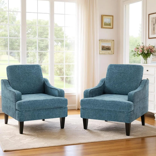 MOYU Accent Chairs Set of 2 Chenille Upholstered Armchairs