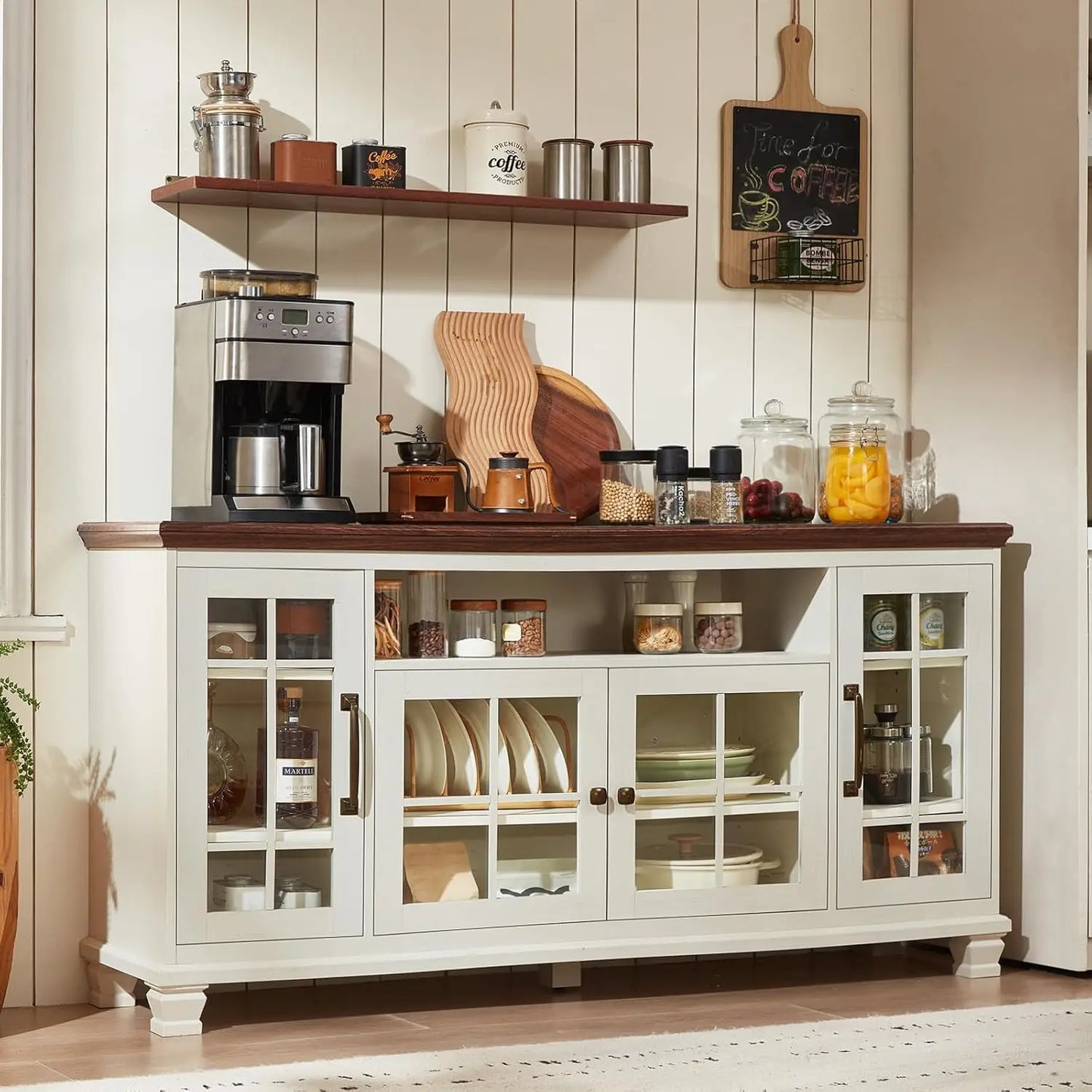 Vintage Farmhouse Sideboard Buffet Cabinet With Storage