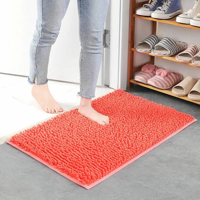 Chenille Bath Mat For Bathroom Absorbent Non Slip Rug