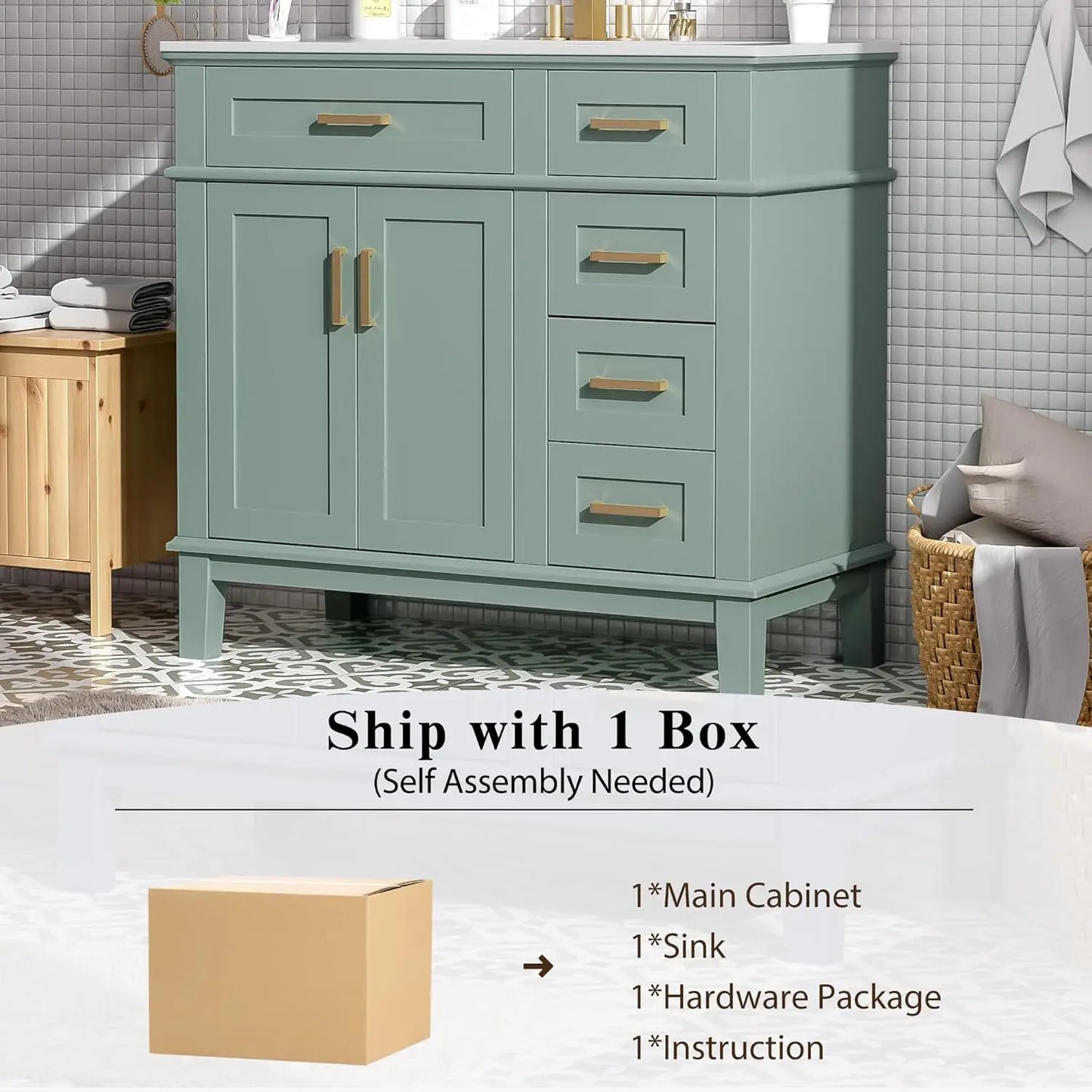 Bathroom Vanity With Sink Modern Wood Cabinet For Home