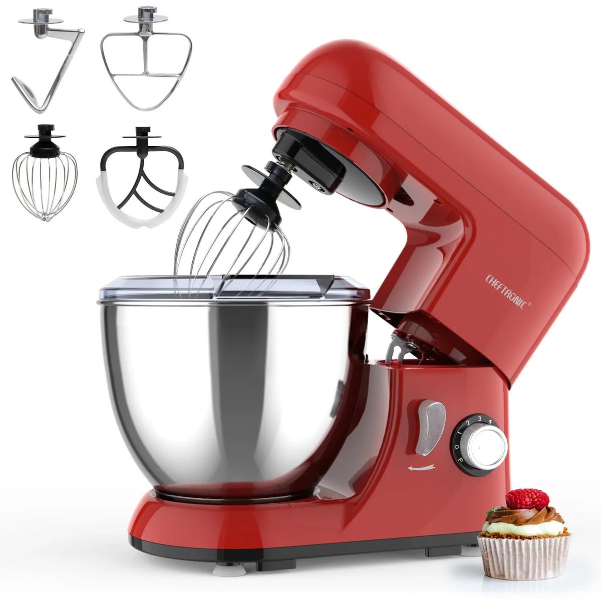Cheftronic Electric Tilt Head Stand Mixer With Bowls