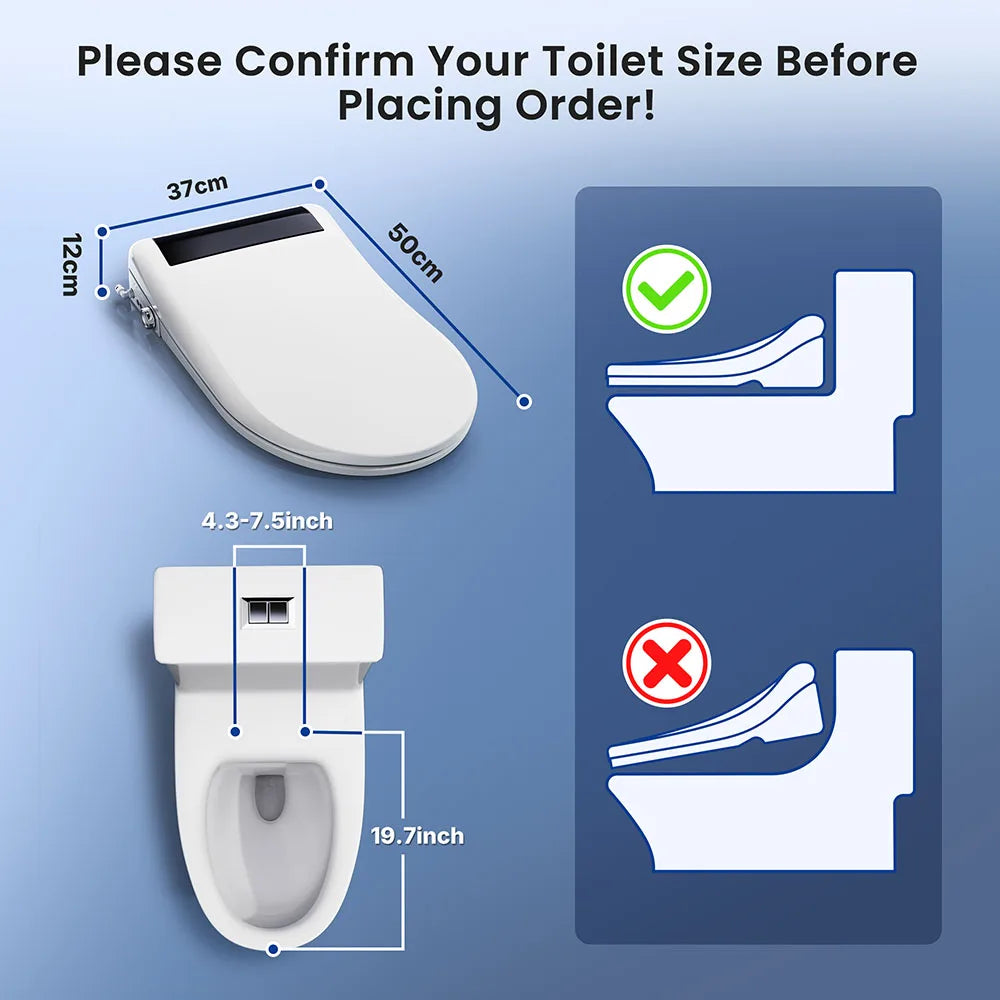 Smart Toilet Seat Bidet For Bathroom Fixtures Heated Seat Slow Close Bidet Warm Water Dryer Rear Front Wash with Remote Control