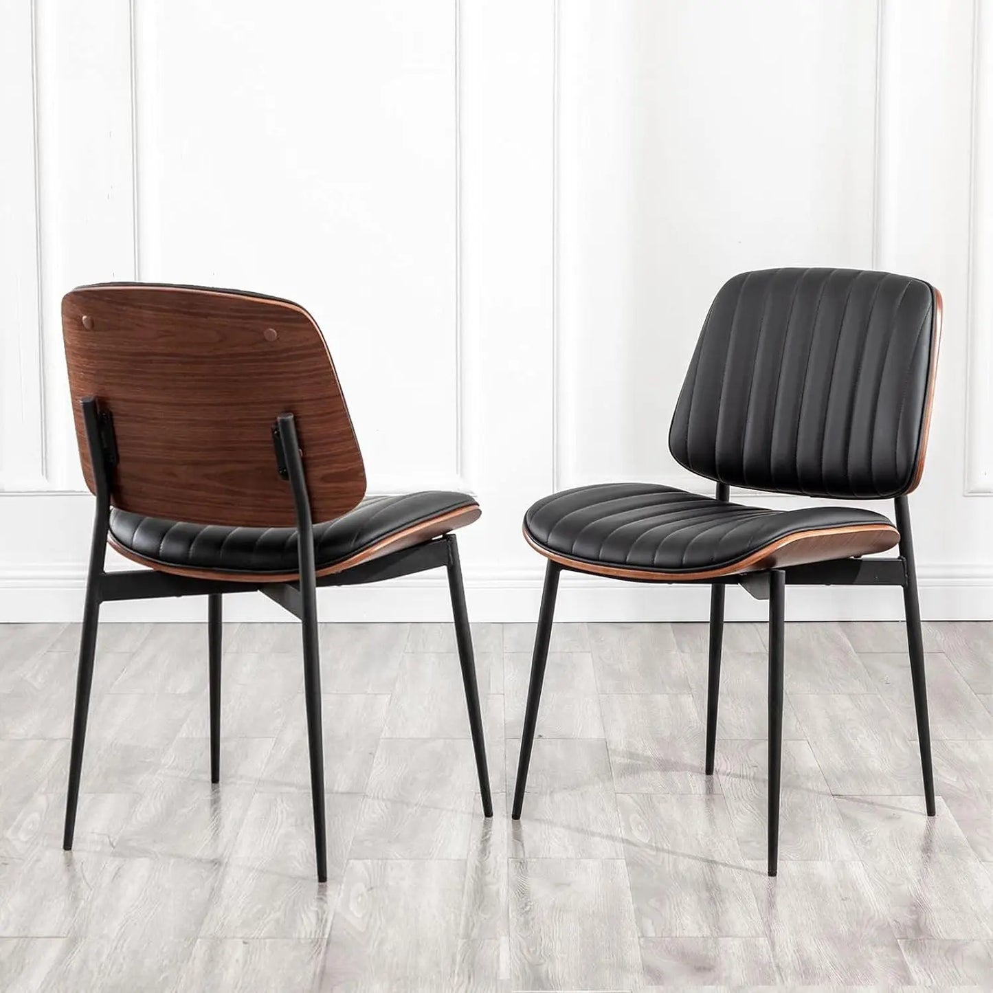 Mid Century Modern Dining Chairs Walnut Bentwood Upholstered Seats