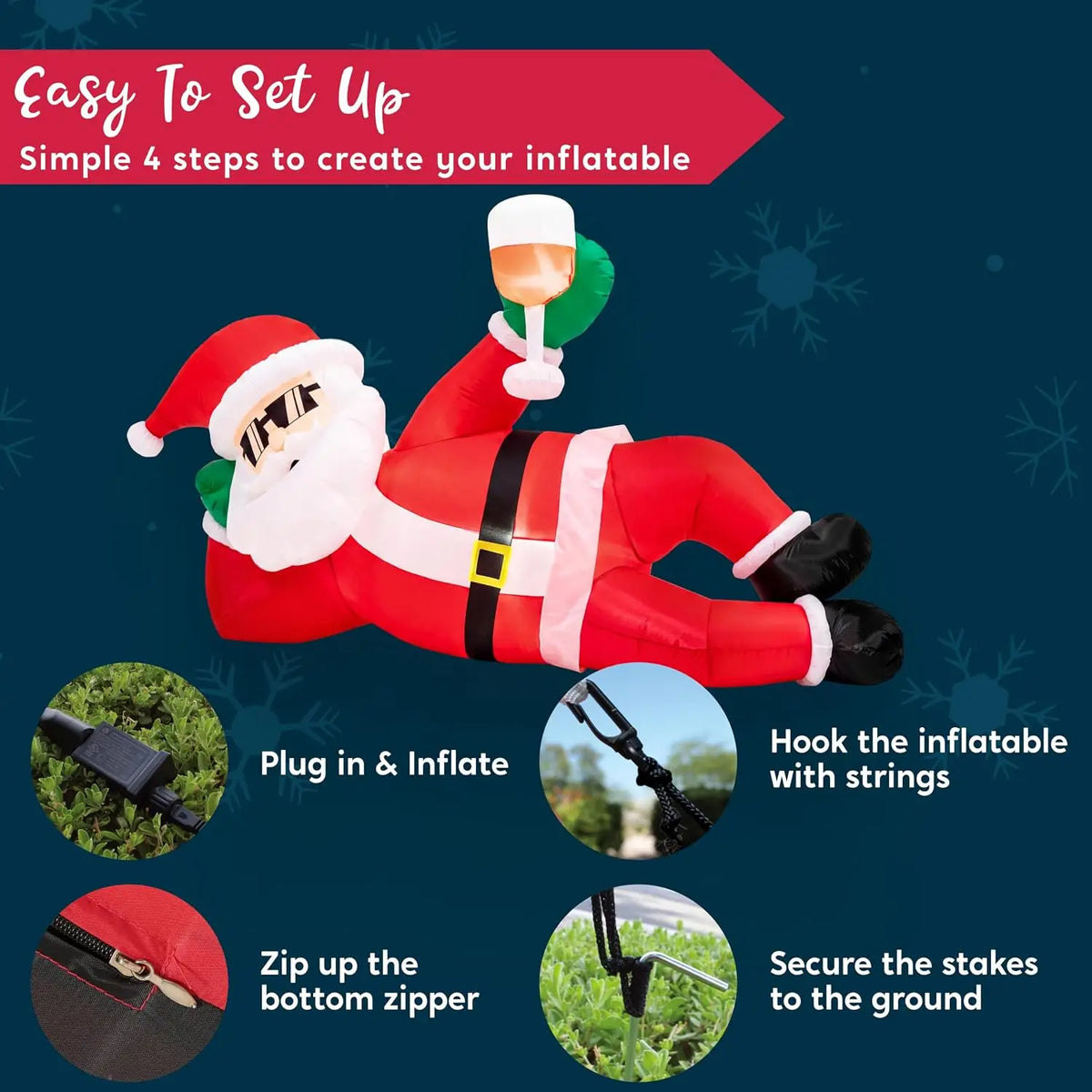 Joyfy Giant Inflatable Santa Christmas Decoration With LED Lights