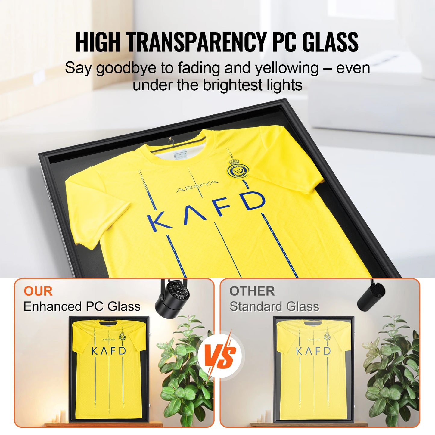 SucceBuy Lockable Sports Jersey Display Shadow Box With Uv Glass