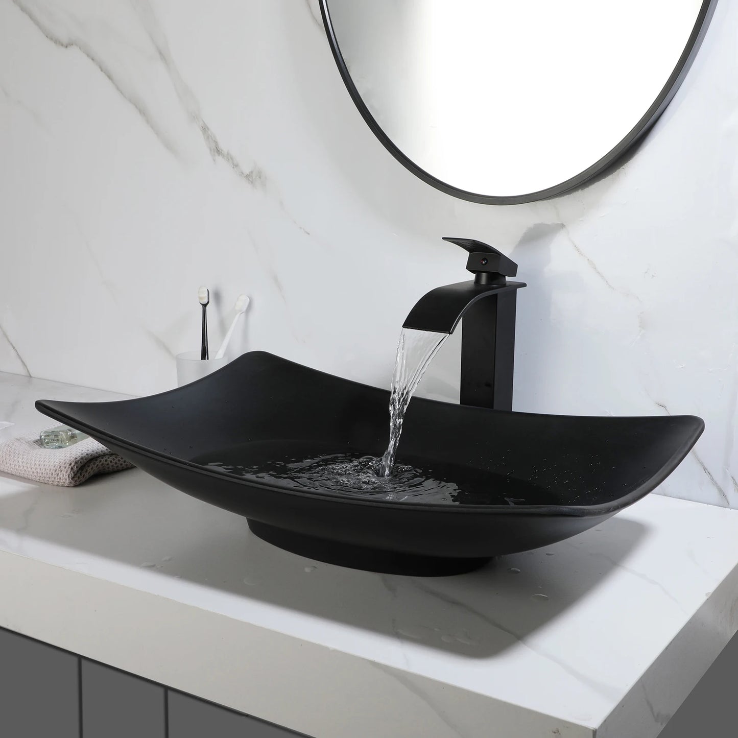 YANKSMART Vessel Sink Modern Above Counter Basin With Faucet