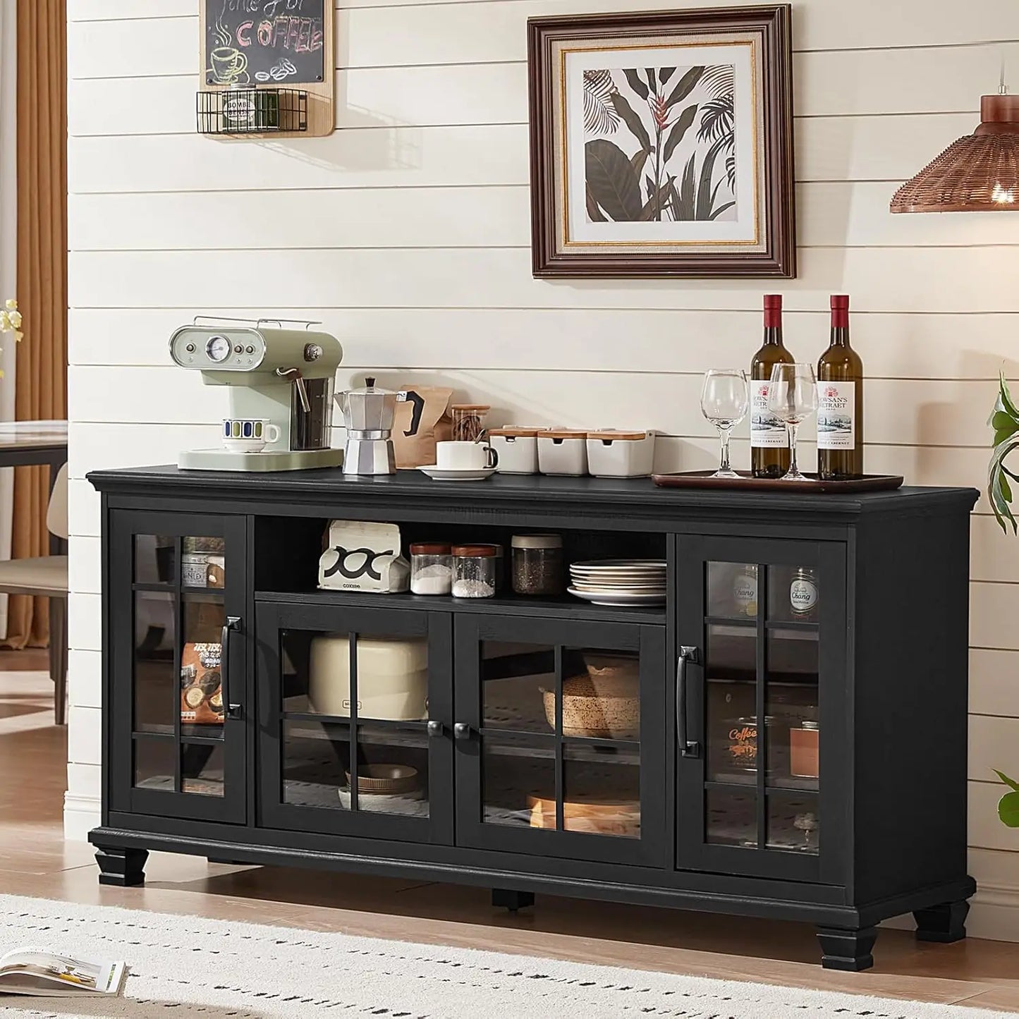 Vintage Farmhouse Sideboard Buffet Cabinet With Storage