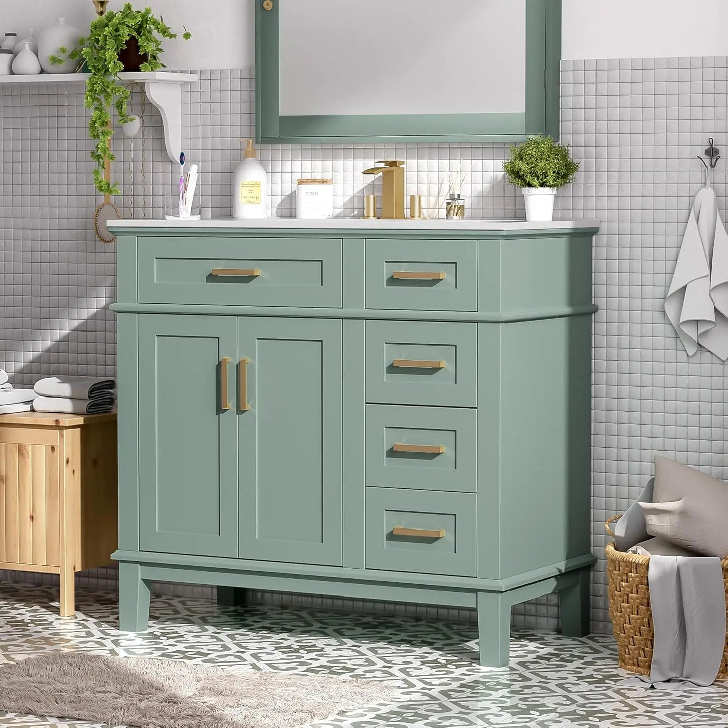 Bathroom Vanity With Sink Modern Wood Cabinet For Home