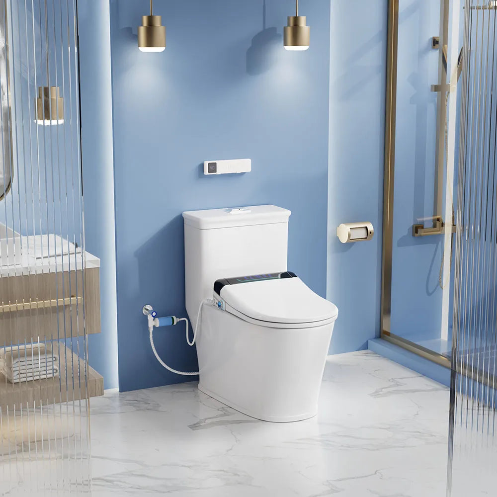 Smart Toilet Seat Bidet For Bathroom Fixtures Heated Seat Slow Close Bidet Warm Water Dryer Rear Front Wash with Remote Control