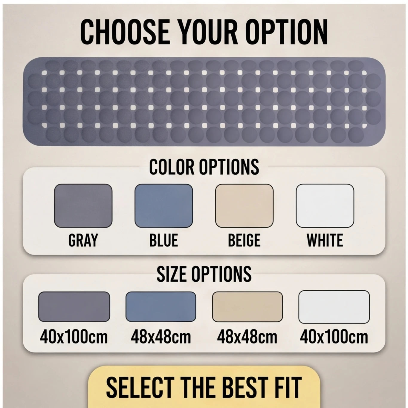 1-Pack 14in*27in Non-Slip Shower Mat, Features a wavy pattern with silky-smooth texture for a comfortable, non-irritating touch,Bathtub Mat with Drain Holes & Suction Cups, Foot Massage Shower Rug, Bathroom Essentials for Hom