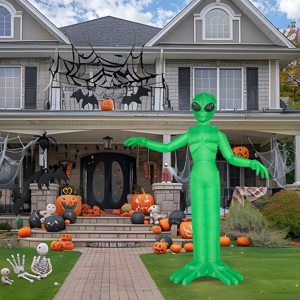 9 FT Tall Halloween Inflatable Decoration Outside Blow Up Alien Inflatable Outdoor Decor with Build-in LEDs for Halloween Yard Lawn Garden Decorations