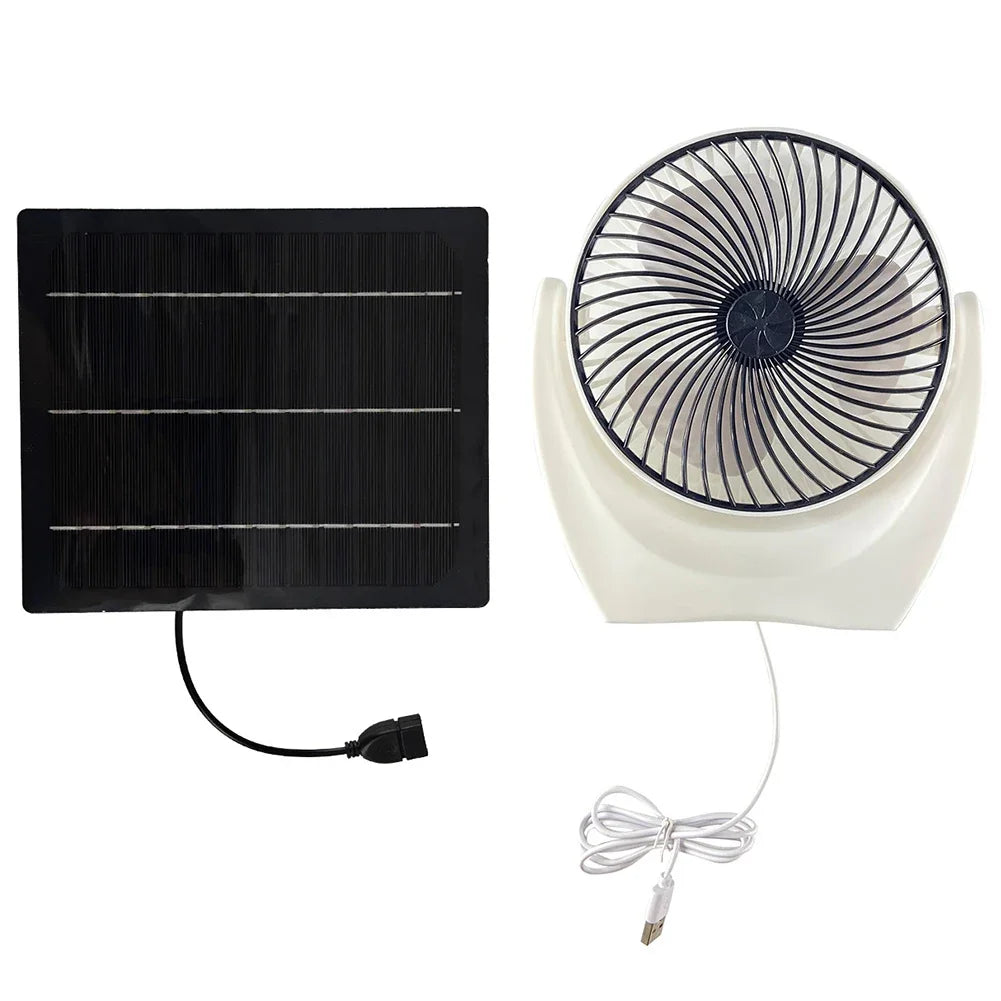 Solar Panel Fan Portable Solar Powered Camping Fan USB Charger