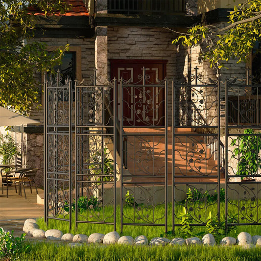 Thick Metal Garden Trellis Bird Leaf Grid Panel 2 Pack