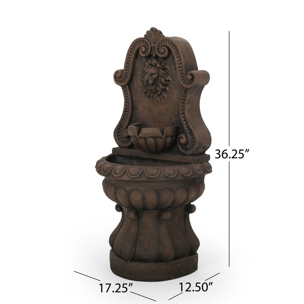Olivia Outdoor Fountain With Light, Weather Resistant Roman-Style