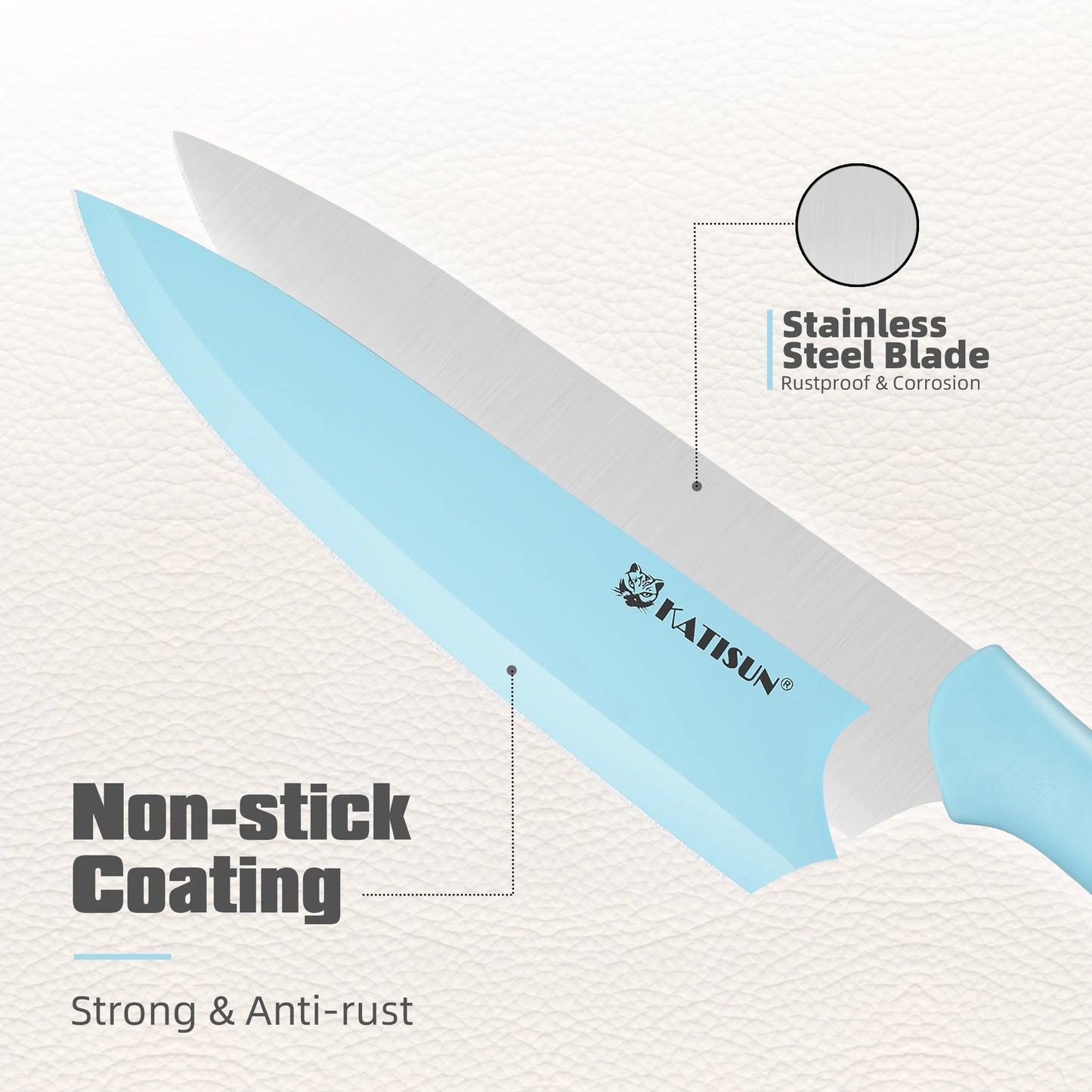 KA Titanium Coated Carbon Steel Kitchen Knife Set With Covers