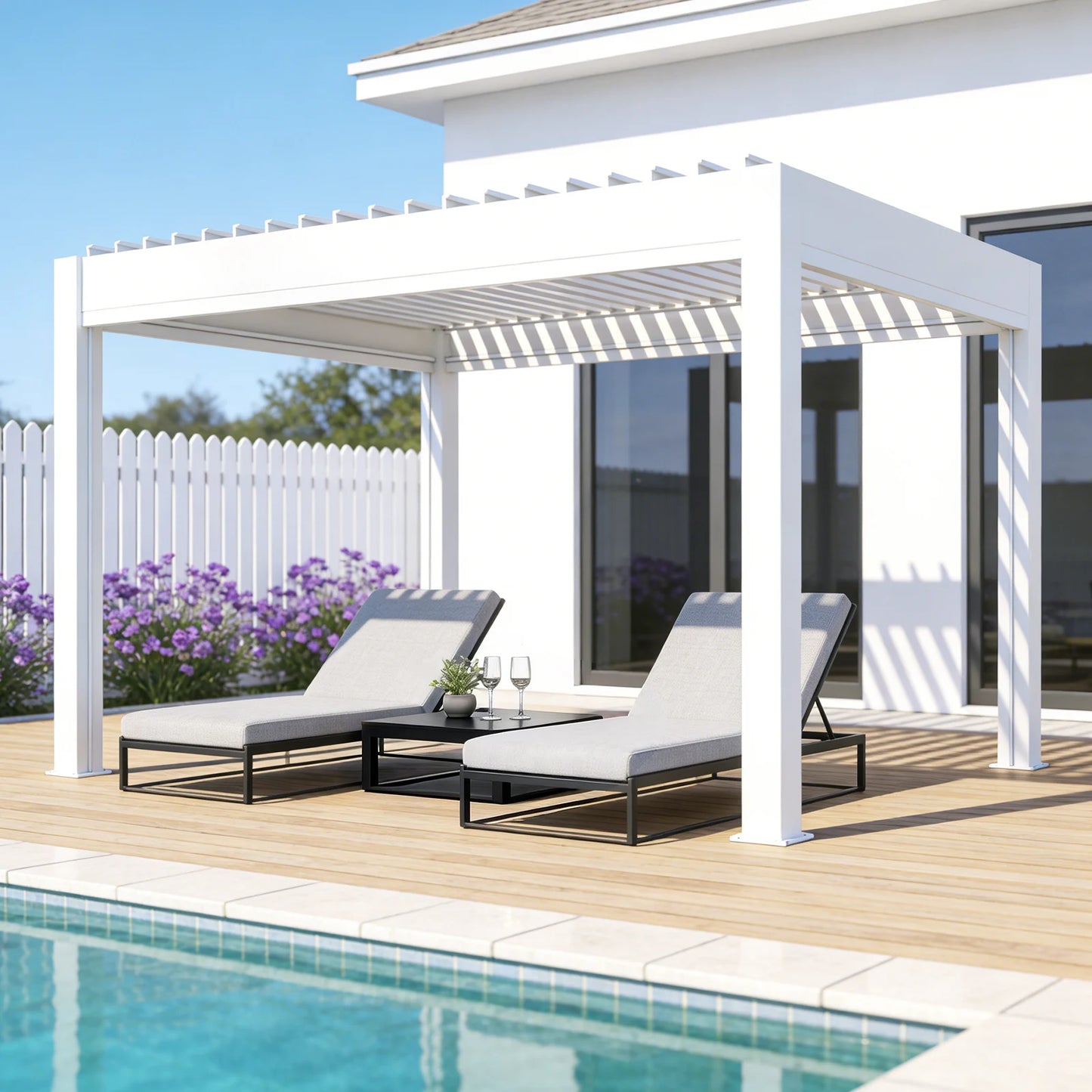 Any Size Custom Smart Rainproof Aluminum Alloy Pergola Motorized Retractable Louver Gazebo For Yard Garden Patio Lounge