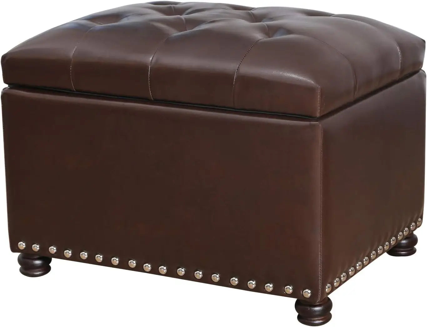 Faux Leather Storage Ottoman Bench Modern Rectangle Foot Rest