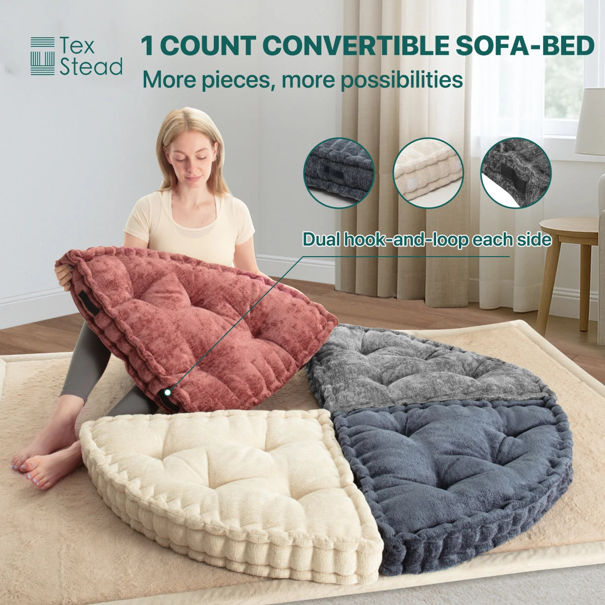 Triangular Reading Cushion With Removable Insert For Ergonomic Floor Seating