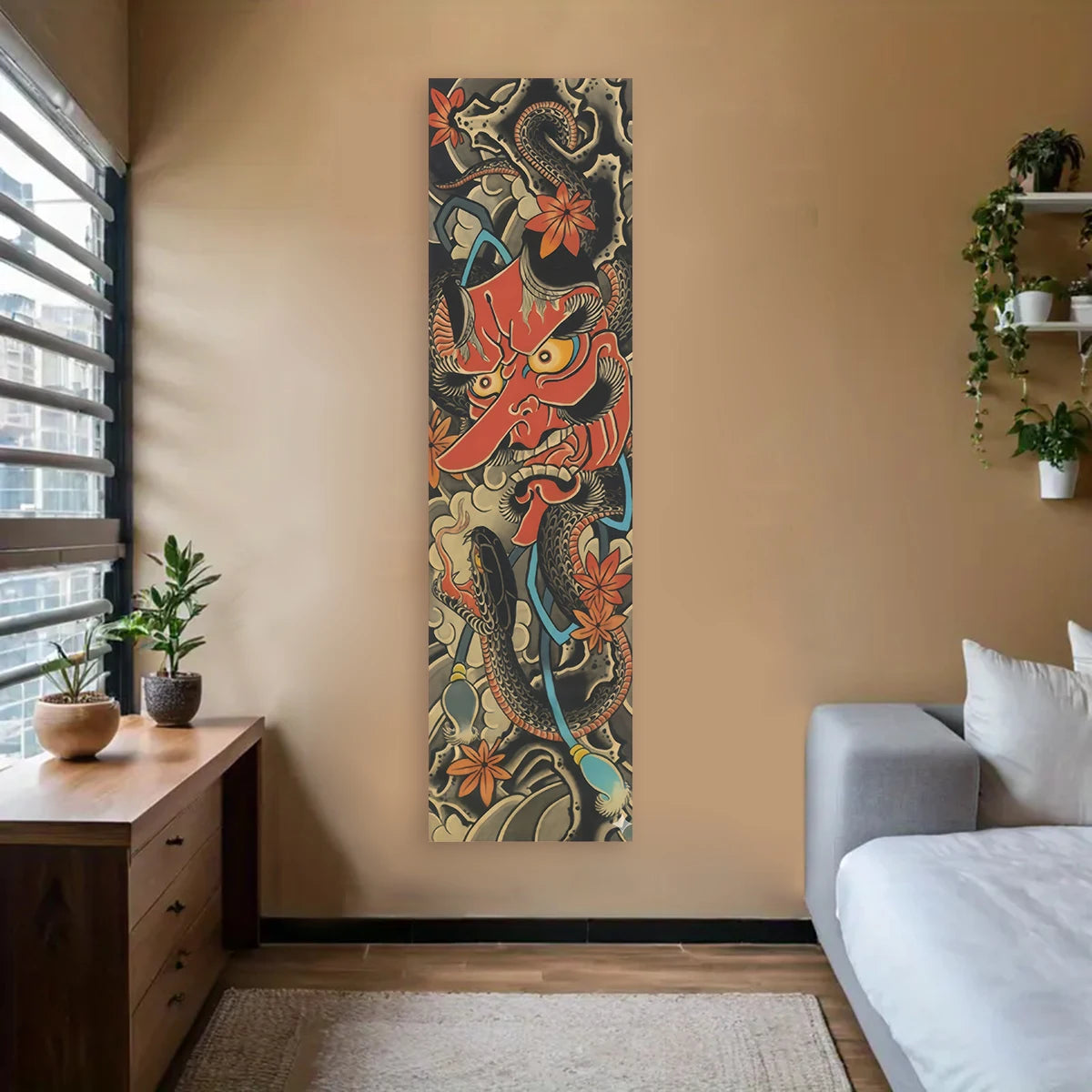 Japanese Ocean Waves Tapestry Red Sun Wall Decor Landscape Art